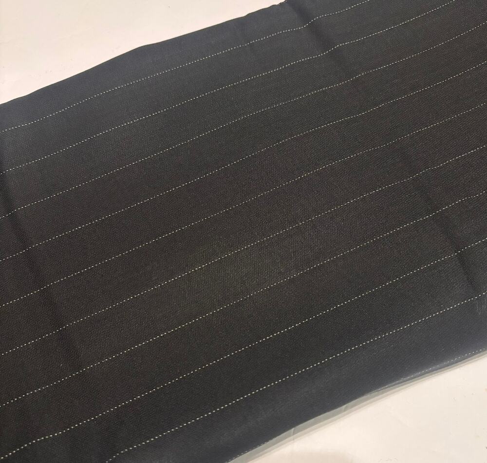 Black White Pinstripe Wool Fabric 60" Wide 2.875 Yards Suiting Tailoring
